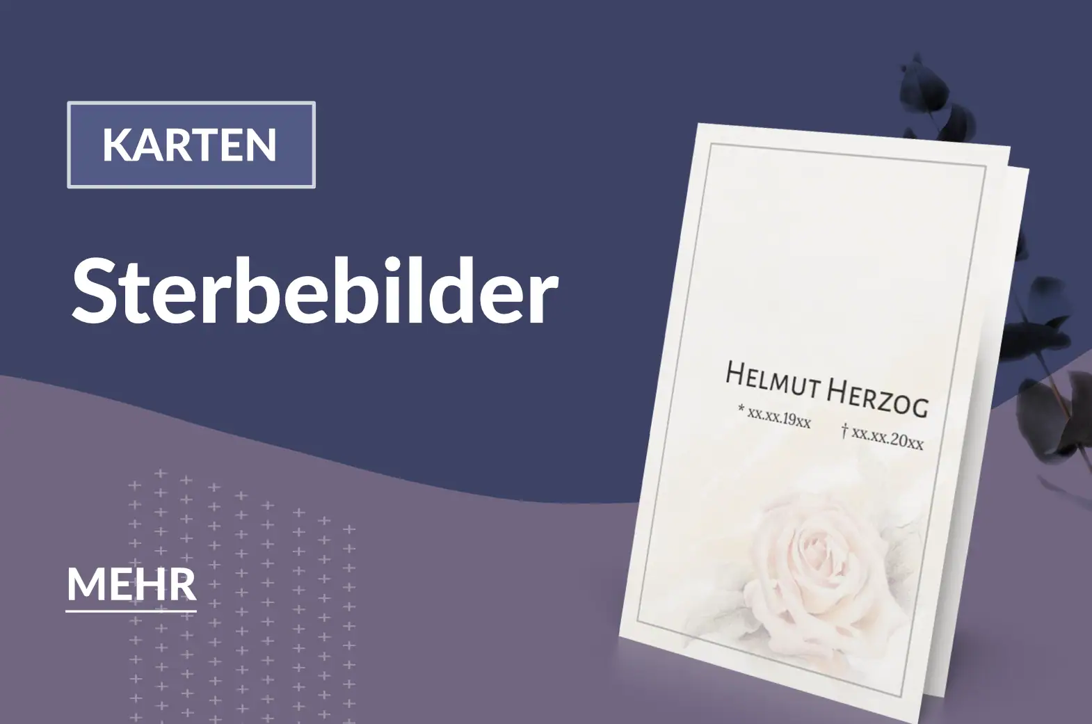 Trauerkarten mit Sterbebildern, Blumenmotiv und Namen für Abschied und Erinnerung.